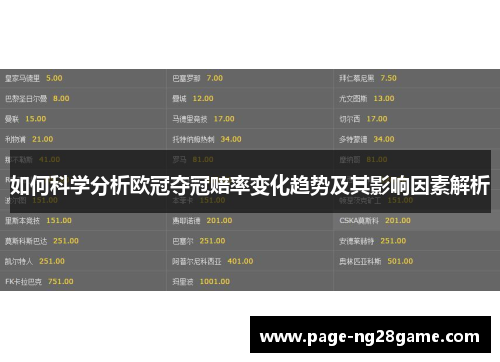 如何科学分析欧冠夺冠赔率变化趋势及其影响因素解析 如何科学分析欧冠夺冠赔率变化趋势及其影响因素解析