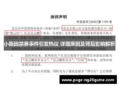 小斯因禁赛事件引发热议 详细原因及背后影响解析